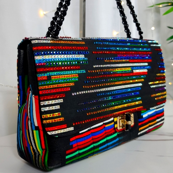 Handmade African Print Ankara Embellished Bag - Picture 2 of 4